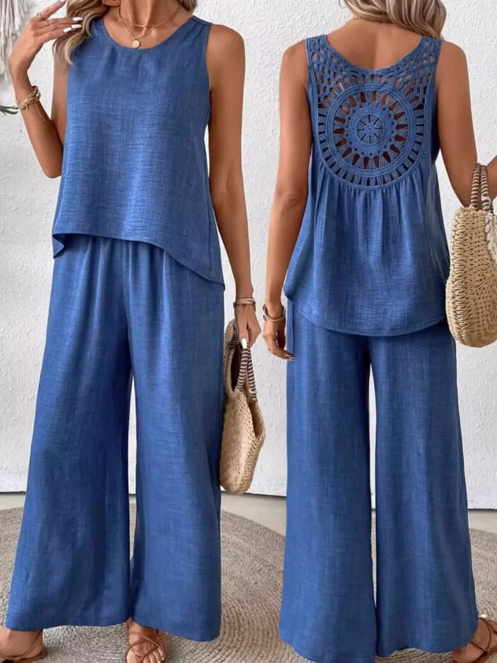 Round Neck Tank Pants Set (9)