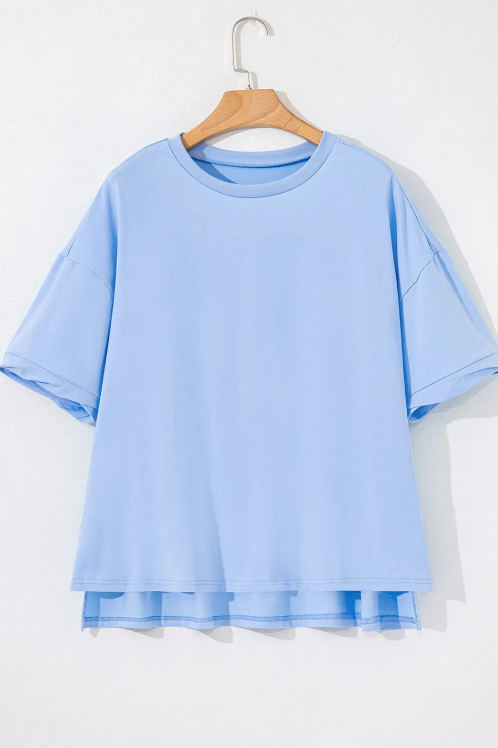 Loose Half Sleeve Hi Low Hem T Shirt (3)
