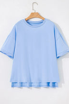 Loose Half Sleeve Hi Low Hem T Shirt (3)