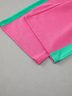 Block Round Neck Top Pants Set (36)