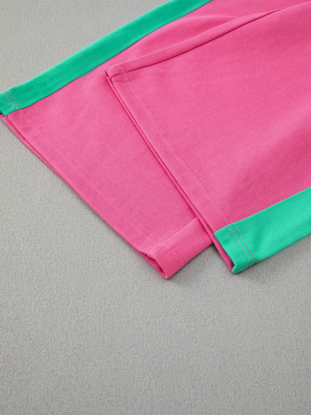 Block Round Neck Top Pants Set (36)