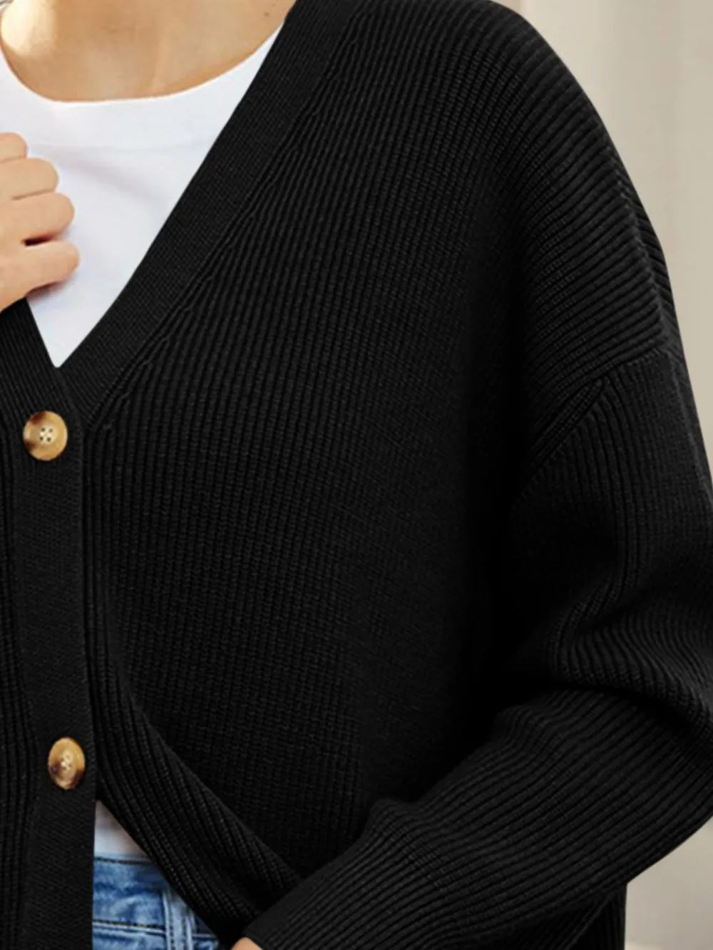 Button Down V-neck Long Sleeve Cardigan (18)