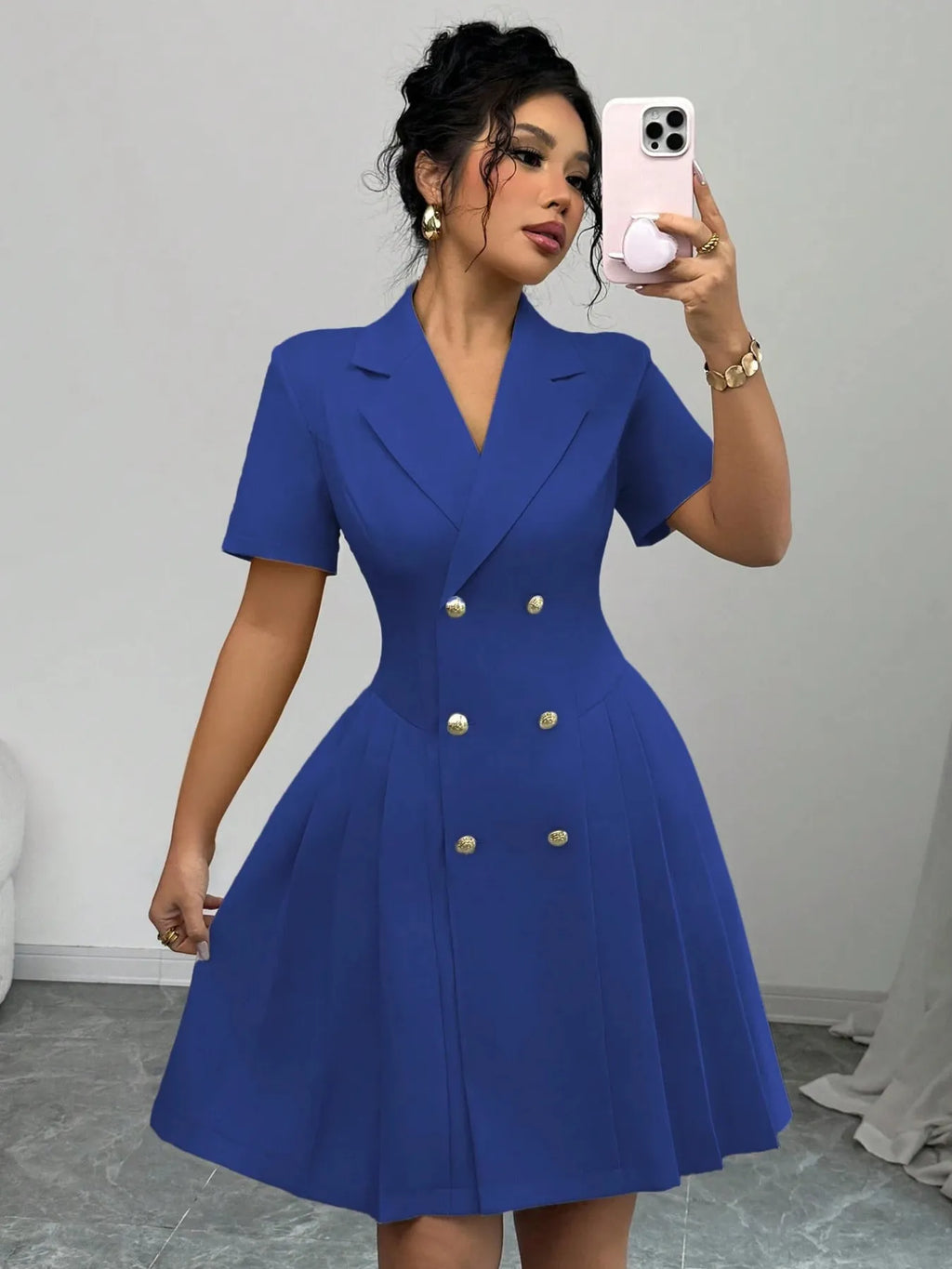 Double-breasted Short Sleeve Dress (13)