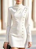 Long-sleeve Bodycon Button Dress