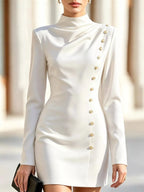Long-sleeve Bodycon Button Dress