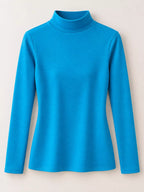 Full Size Slim-fit Mock Neck Long Sleeve Basic T-shirt Plus (23)
