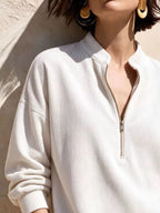 Full Size Half Zip Dropped Shoulder Corduroy Top Plus (6)