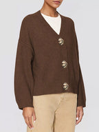 Gold Buttons V-neck Cardigan (2)