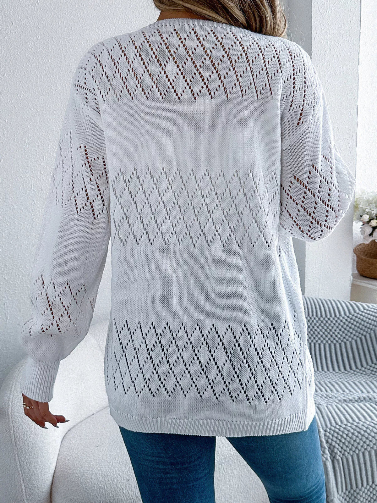 Openwork Open Front Long Sleeve Cardigan (12)