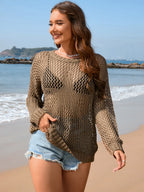 Openwork Dropped Shoulder Cover Up (3)