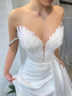 Feather Embellished Slit Maxi Dress (7)