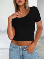 Scoop Neck Short Sleeve T-shirt (17)