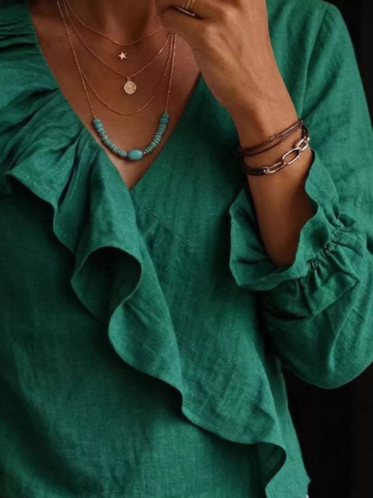 Full Size Ruffled Long Sleeve Blouse Plus (11)