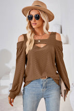 Cutout Square Neck Cold Shoulder T-shirt (18)