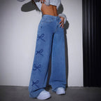Printed Straight-leg Wide-leg Jeans photo 4