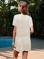 Openwork Round Neck Short Sleeve Cover-up (15)