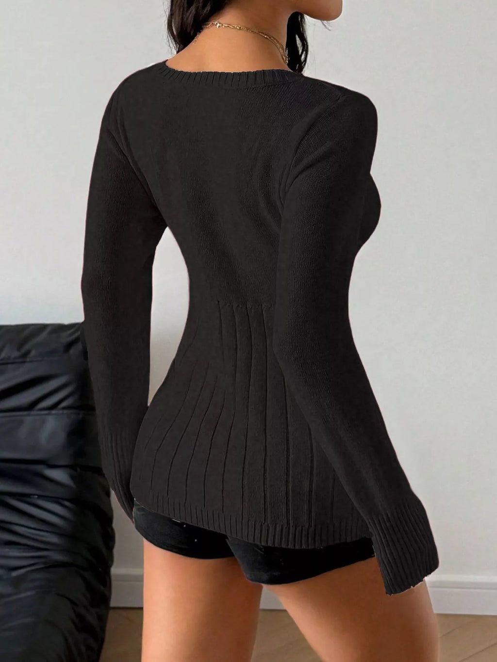 Cable Knit Button-front Fitted Sweater (17)