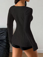 Cable Knit Button-front Fitted Sweater (17)