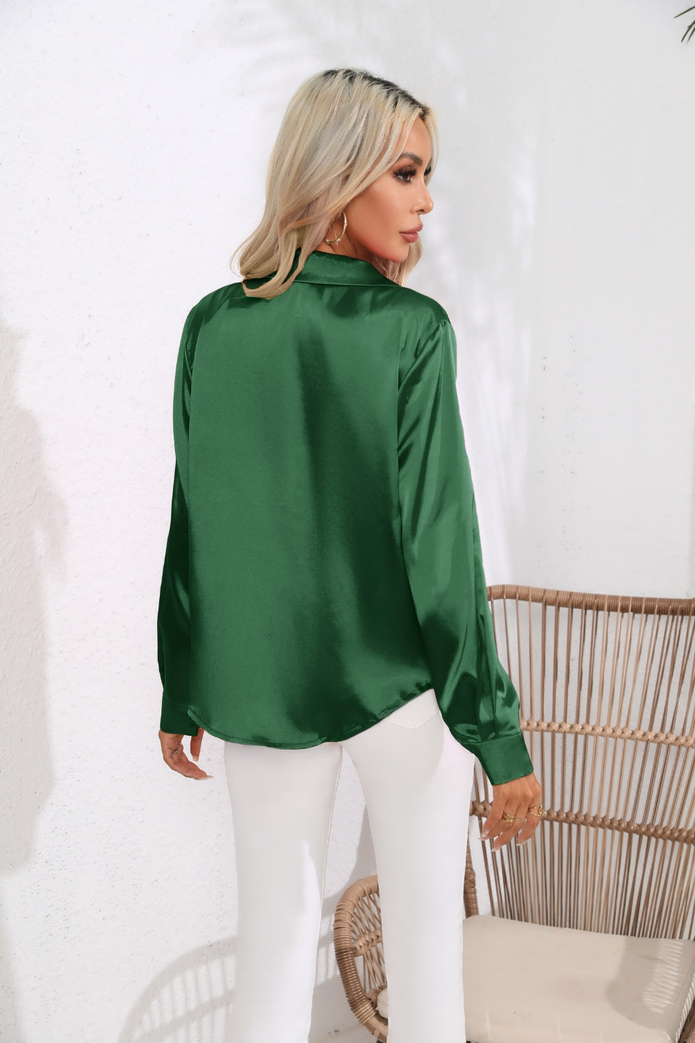 Lapel Collar Button Up Long Sleeve Shirt (15)