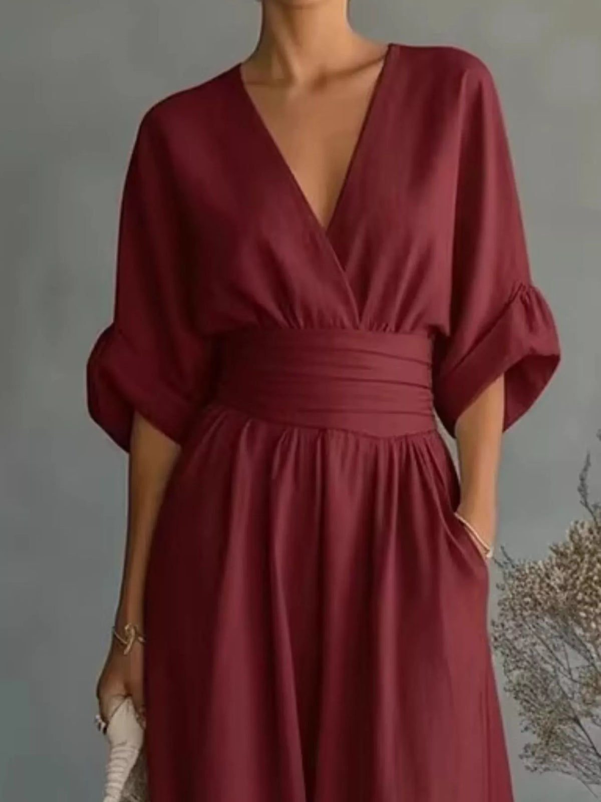 Full Size Half Sleeve Wide-leg Jumpsuit Plus (11)