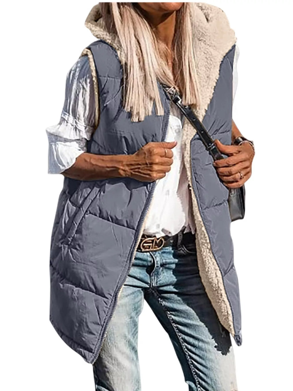 Full Size Hooded Sherpa-lined Puffer Vest Coat Plus (2)