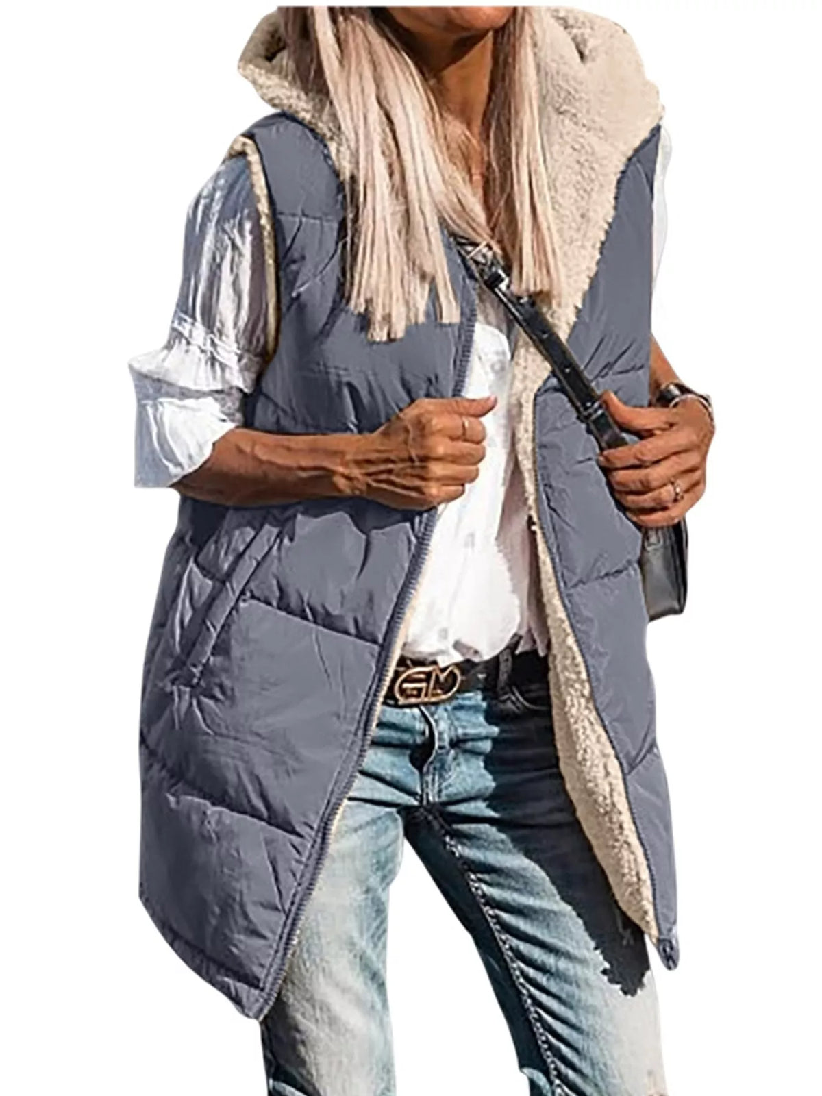 Full Size Hooded Sherpa-lined Puffer Vest Coat Plus (2)