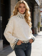 Turtleneck Dropped Shoulder Sweater