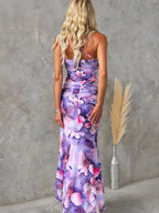 Floral Print One-shoulder Ruched Maxi Dress (5)