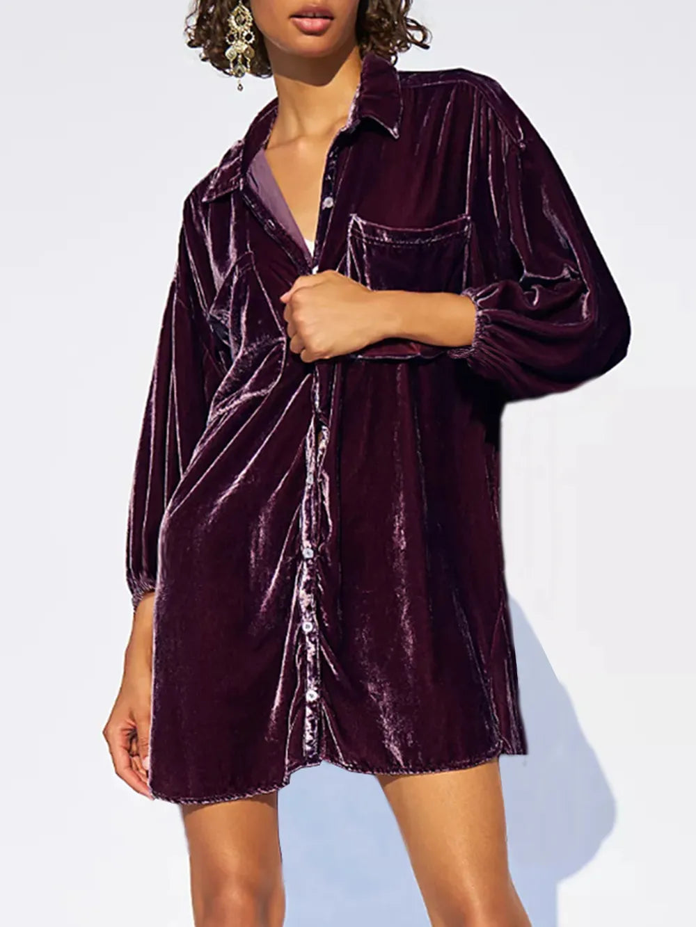 Collared Neck Button Down Long Sleeve Shirt (10)
