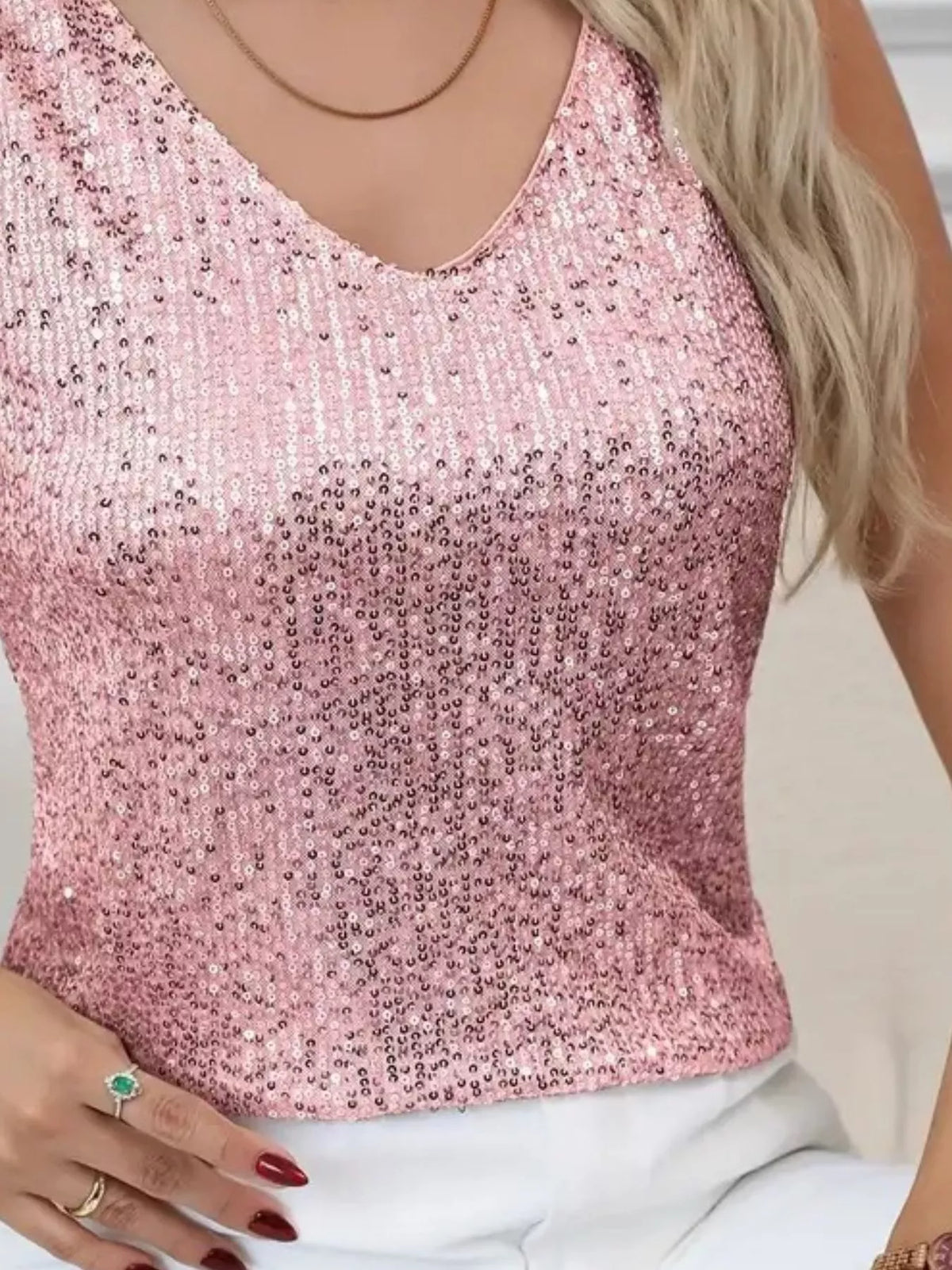 Sequin V-neck Tank Top (10)