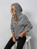 Button-down Long Sleeve Hooded Sweater (2)