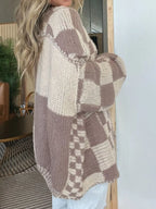 Plaid Open Front Long Sleeve Cardigan (8)