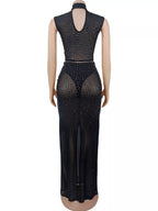 Rhinestone Sleeveless Top Skirt Set (11)