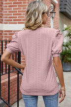 Eyelet Ruffled Round Neck T-shirt (12)