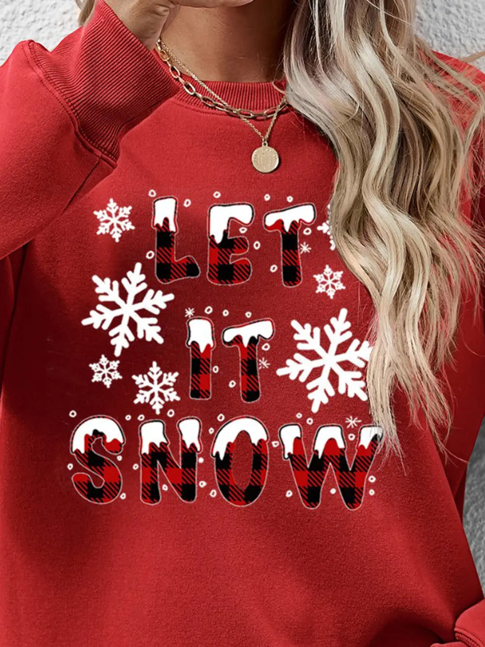 Let It Snow Round Neck Long Sleeve Sweatshirt (11)