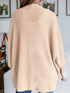 Full Size Open Front Waffle Knit Cardigan Plus (6)