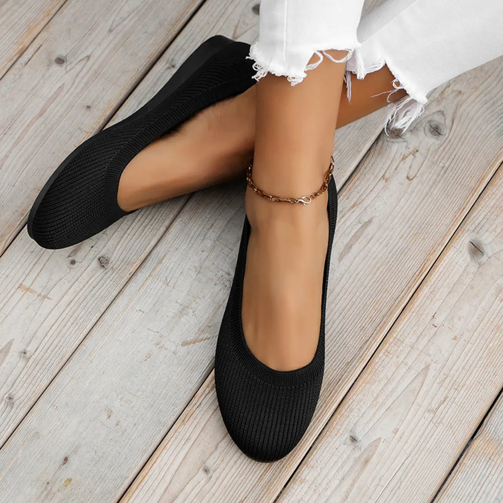 Round Toe Knit Ballet Flats (8)