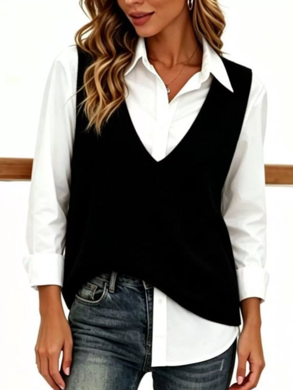 Full Size Chic V-neck Sleeveless Knit Sweater Vest Plus