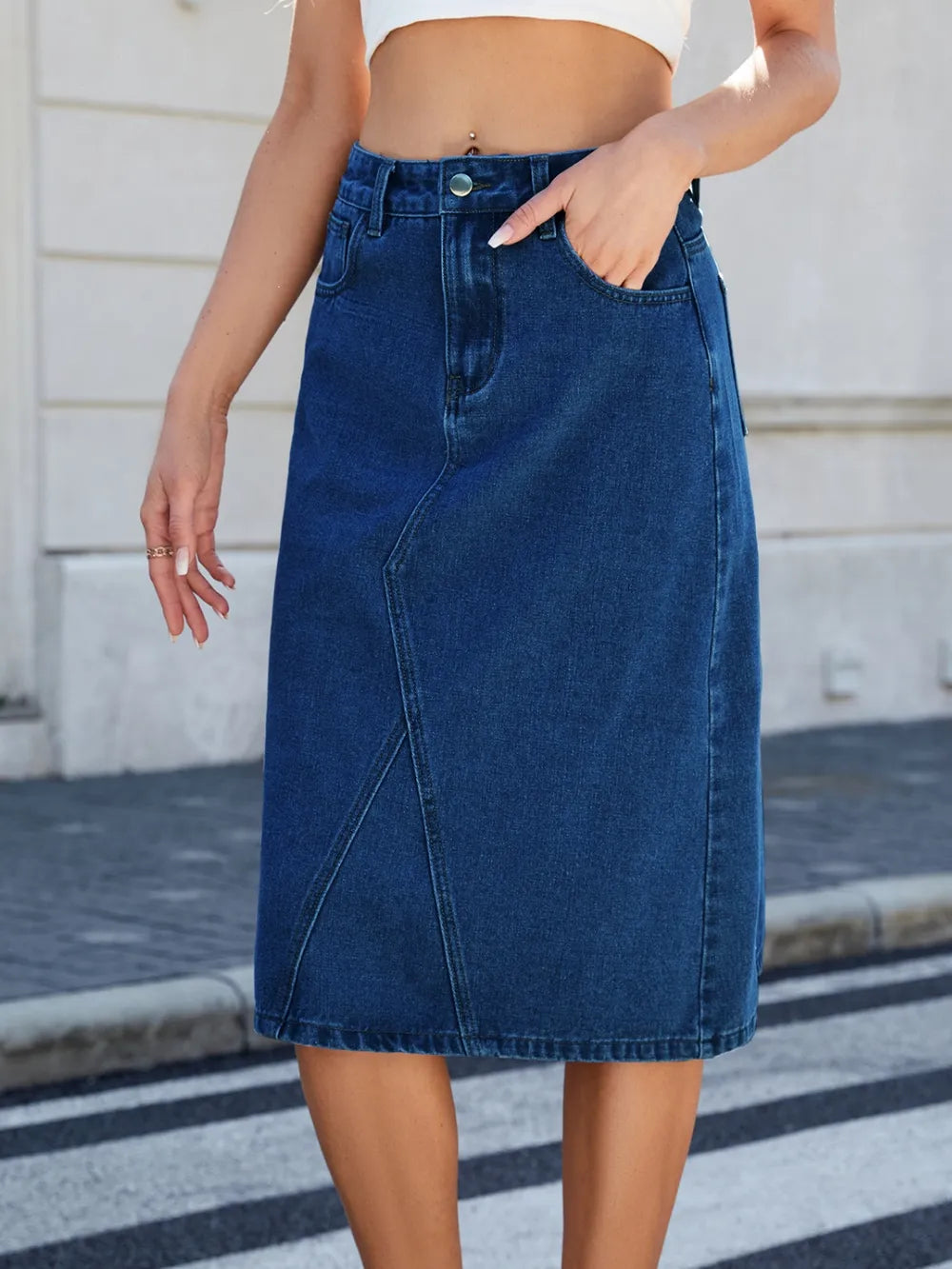 Slit Back Midi Denim Skirt (11)