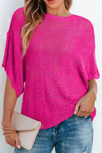 Scallop Edge Half Sleeve Pointelle Knit Top (2)
