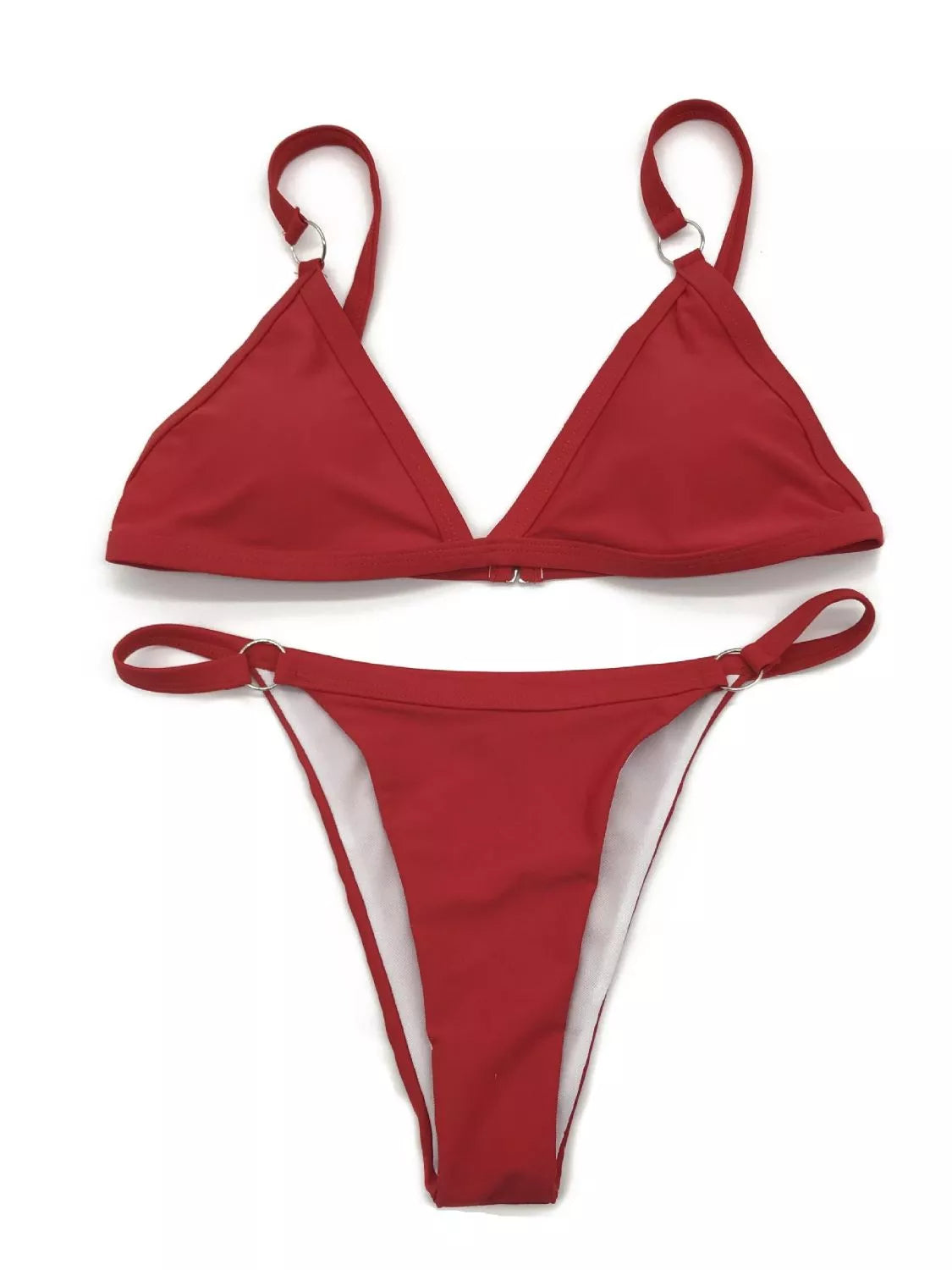 Solid Color Ring Detail Bikini Set (9)