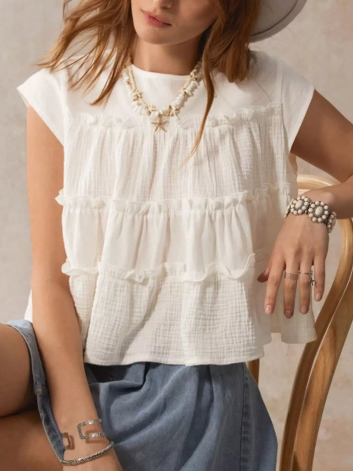 Tiered Cap Sleeve Blouse (3)