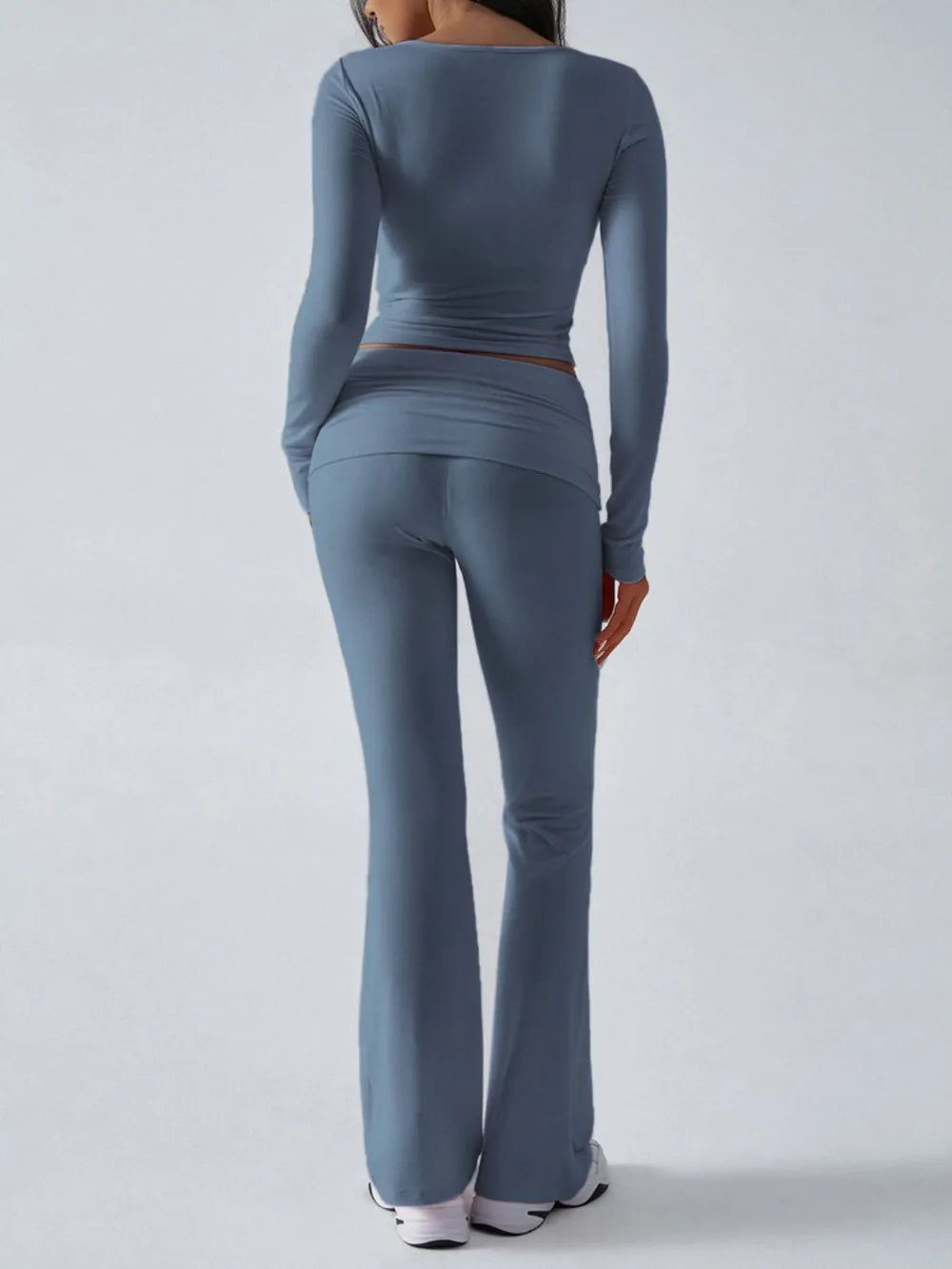 Ruched Long Sleeve Top Pants Set (22)