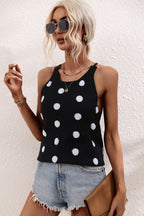 Polka Dot Round Neck Knit Tank (5)