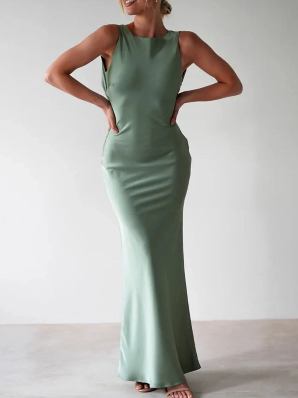 Satin Sleeveless Maxi Dress (9)