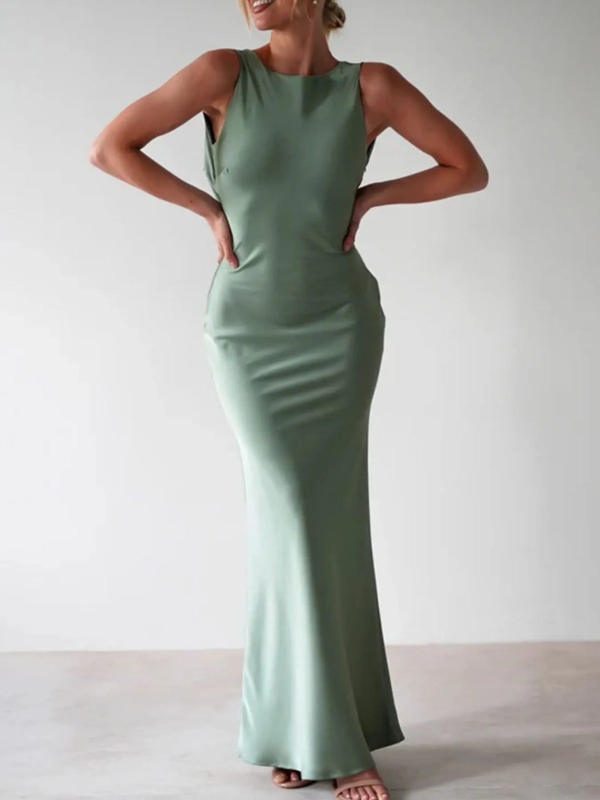 Satin Sleeveless Maxi Dress (9)