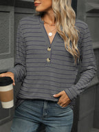 Striped Henley T-shirt Button Detail (32)