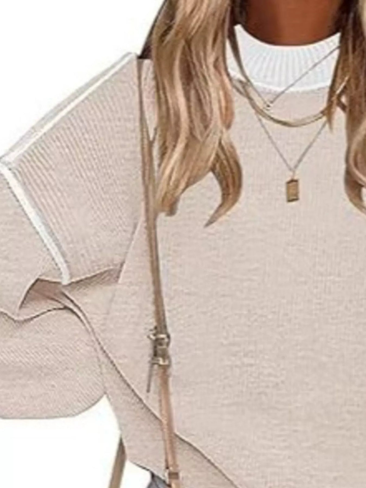 Round Neck Dropped Shoulder Sweater (4)