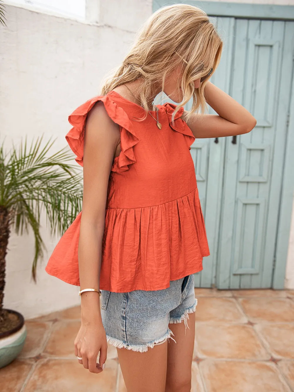 Lace Detail Round Neck Peplum T-shirt (5)