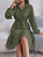 Collared Neck Long Sleeve Dress Pockets (27)